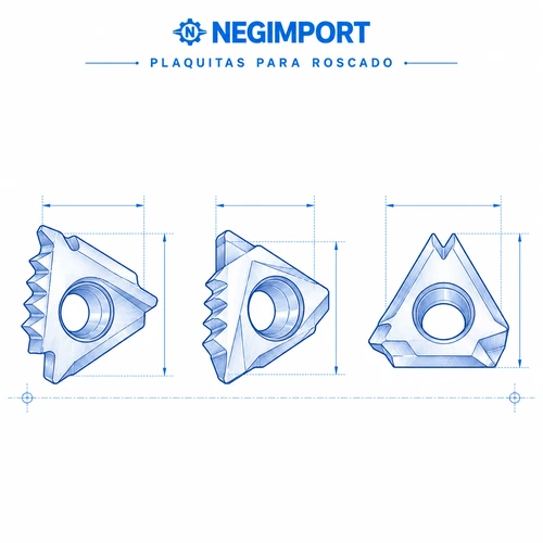 Ilustración técnica de Plaquitas para roscado · NEGIMPORT